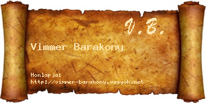 Vimmer Barakony névjegykártya